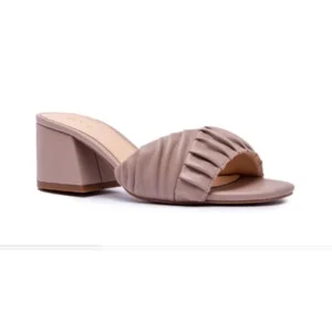 Beautiful Women's Cream Ruched Block Heel Sandals