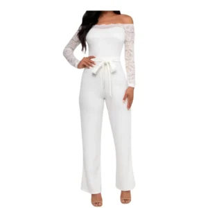 Elegant White Jumpsuit with Lace Detail – Timeless & Sophisticated