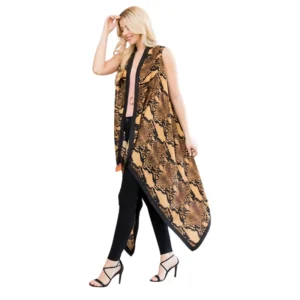 Chic Sleeveless Animal Print Kimono – Bold & Stylish