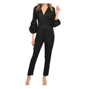 Beautiful Do+Be 3/4 Bubble Sleeves Ankle Black Jumpsuit