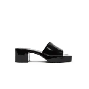 Stylish Black Platform Heeled Mules
