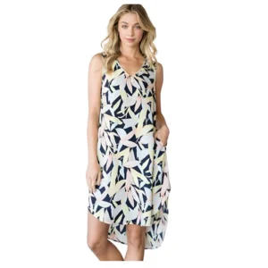 Effortless Elegance: CY Fashion Navy Multi-Floral Hi-Low Sleeveless Dress with Pockets