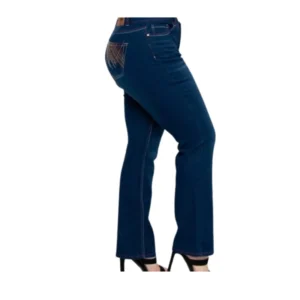 Elegant Dark Wash Bootcut Jeans with Decorative Back Pockets