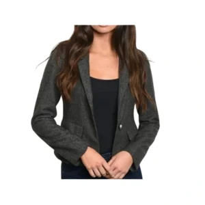 Classic Women's Grey Casual Knit Blazer