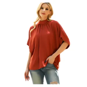 Rust Back Ribbon Detail Turtle Neckline Dolman Top – Chic & Effortless