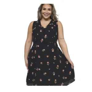 Beautiful Floral Print Sleeveless V-Neck Midi Dress