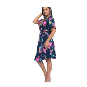Floral Print Wrap Mini Dress with Flutter Sleeves