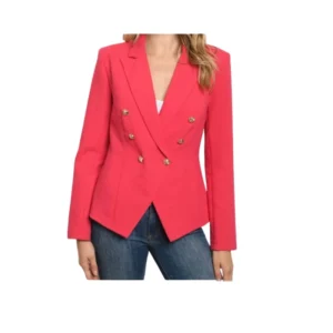 Elegamt Women's Red Double-Breasted Blazer