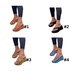 Women's Tan Platform Wedge Flip-Flops - Comfortable Summer Sandals