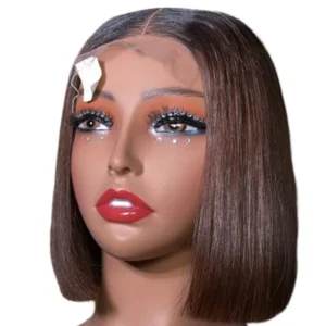 8”2*4 honey brown luxury Lux HD Lace Closure Blunt Cut Bob Wig - 100% Virgin Human Hair