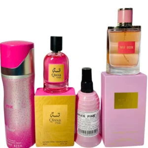 Pink Perfume Gift Set for Women – Qissa, My Her, Suger Pink & More (5-Piece Collection)