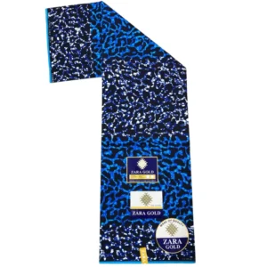 Zara Gold Batik Print Fabric - Royal Blue & Black African Wax Print -5 Yards