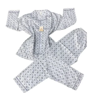 Unisex Geometric Print Soft Cotton Pajama Set - Modern Lounge Wear & Sleepwear