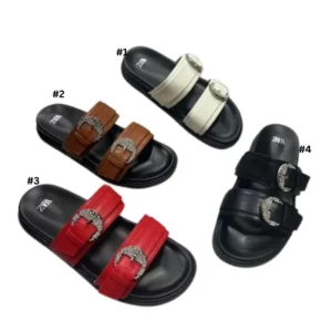 Women's Double Buckle Zara Slide Sandals | Comfortable & Stylish Flat Mules in Multiple Colors