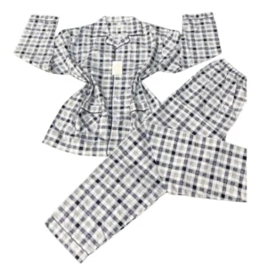 Classic Black & White Checkered Cotton Pajama Set