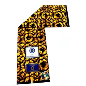 U&JB High Fashion Guaranteed Real Wax Print Fabric - Golden Floral Medallion - 5 Yards