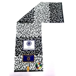 U&JB High Fashion Guaranteed Real Wax Print Fabric - Black & White Leaf Design - 5 Yards