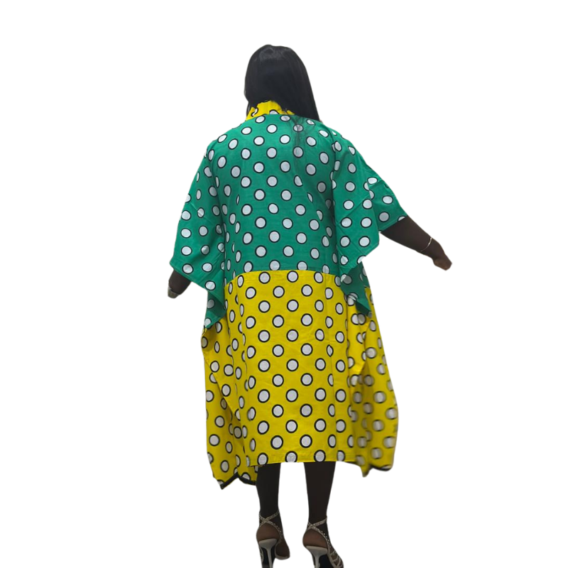 Chic Polka Dot Kaftan Dress1