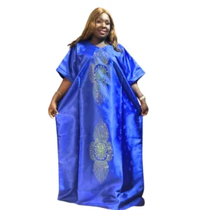 Royal Blue Embellished Maxi Kaftan Dress - Luxurious & Flowing