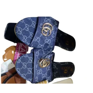 Luxurious Blue Monogram Designer-Inspired Slides | Women's Comfort Slippers