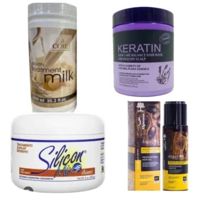 Premium Hair Treatment Set for Revamping Curl Hair – Silicon Mix, Keratin Mask, Argan Oil & Colist Milk