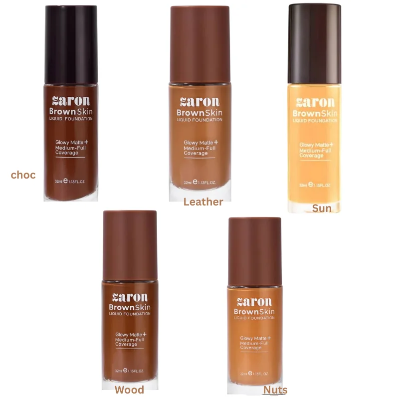 Zaron BrownSkin Liquid Foundation – Glowy Matte + Medium-Full Coverage