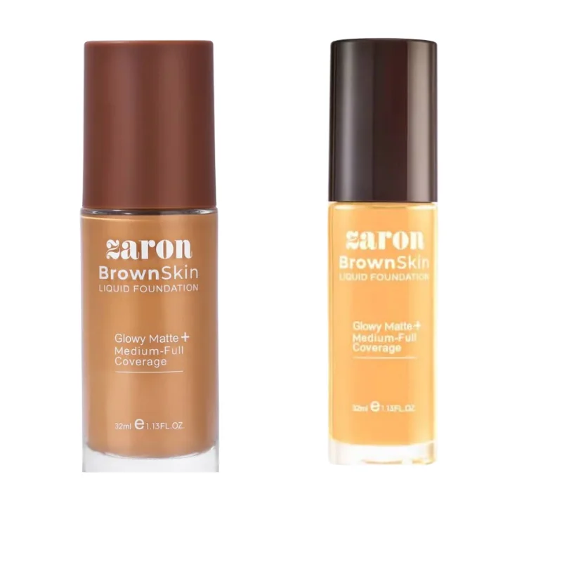 Zaron BrownSkin Liquid Foundation – Glowy Matte + Medium-Full Coverage3