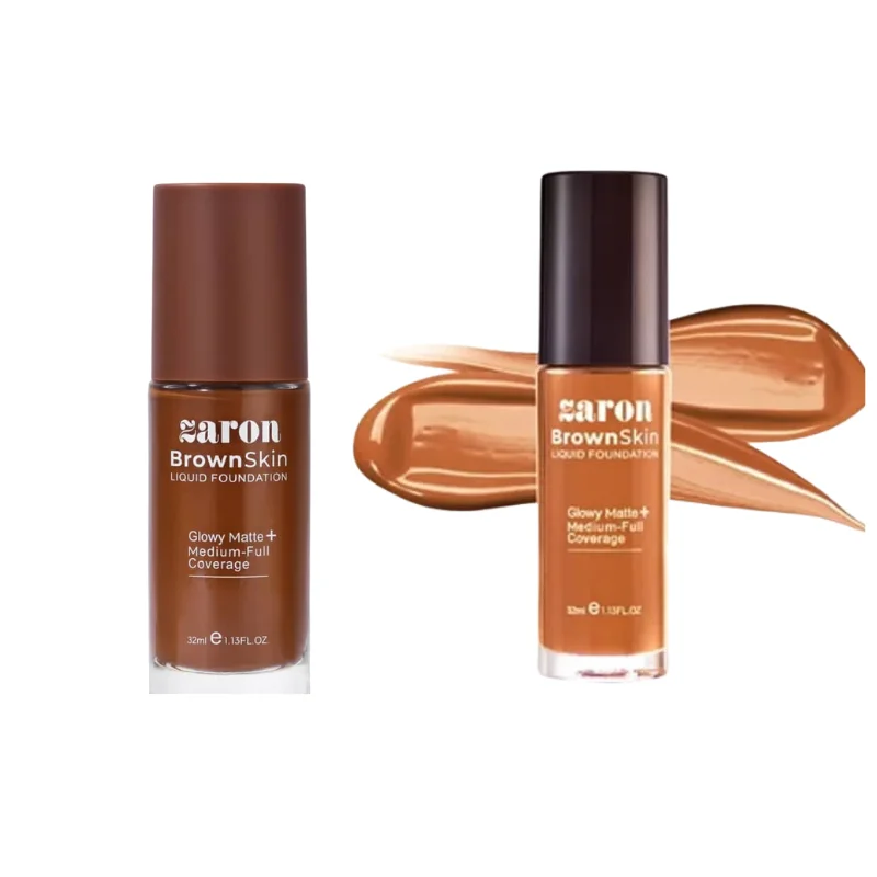 Zaron BrownSkin Liquid Foundation – Glowy Matte + Medium-Full Coverage4