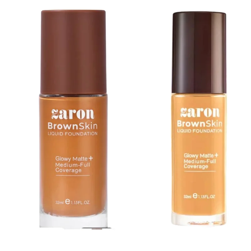 Zaron BrownSkin Liquid Foundation – Glowy Matte + Medium-Full Coverage5