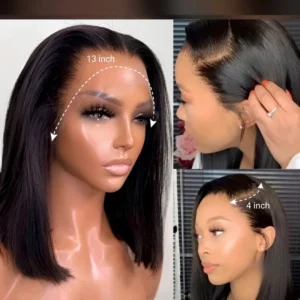 13x4 Lace Front Bob Human Hair, Black Colour Human Hair