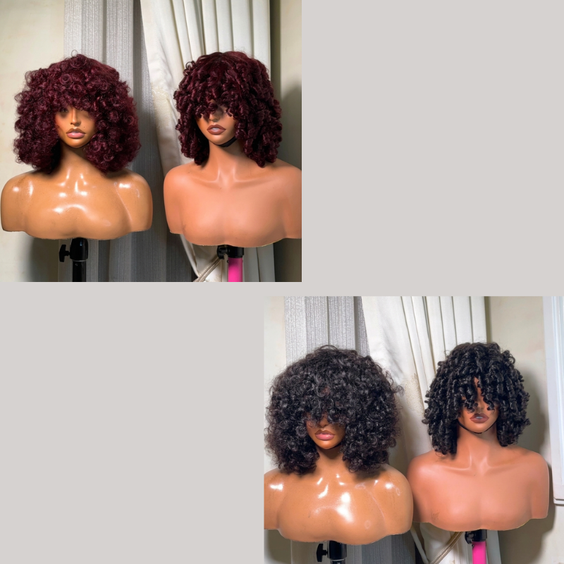 SDD Bounce Curly Human Hair Wig, Short Bouncy Curls - Image 3